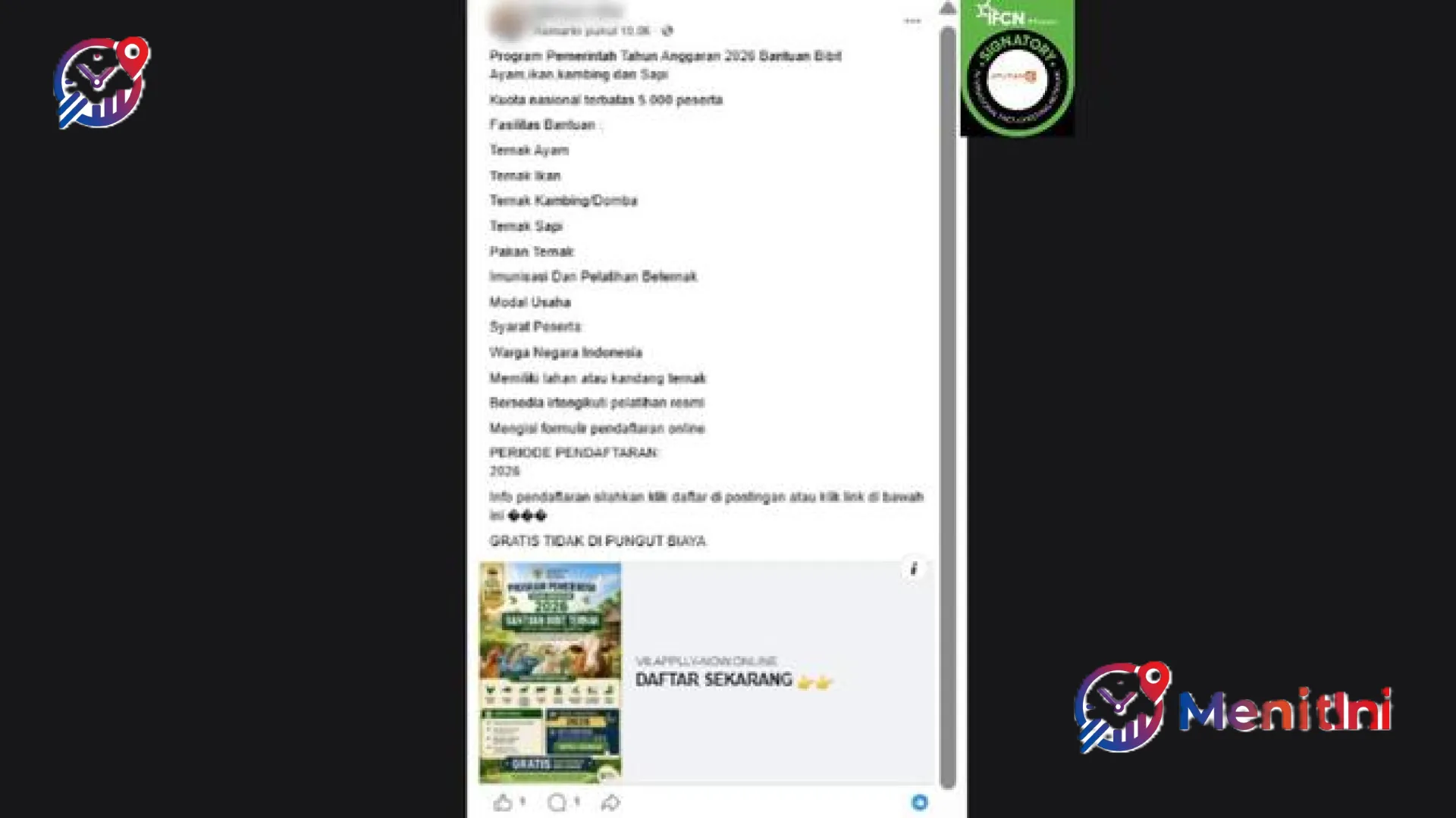 Waspada Penipuan! Hoaks Link Pendaftaran Bantuan Bibit Ternak dan Ikan Tahun 2026 Catut Nama Pemerintah