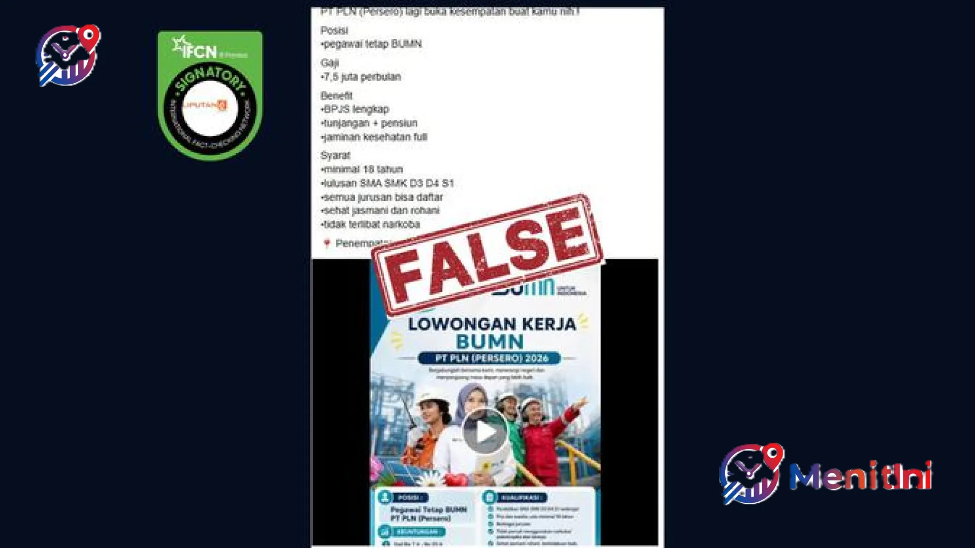 Waspada Penipuan! Hoaks Lowongan Kerja Pegawai Tetap PLN Gaji Rp7,5 Juta Beredar di Media Sosial