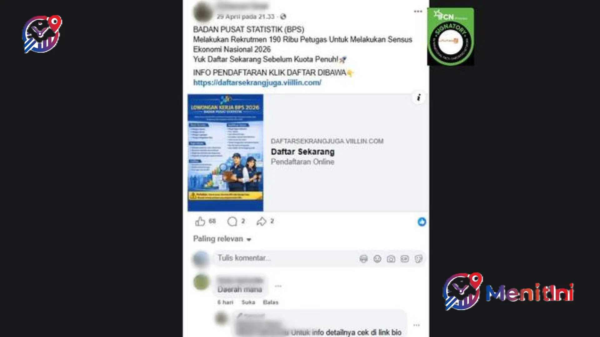 Waspada Penipuan Lowongan Kerja: MenitIni Bongkar Modus Hoaks Rekrutmen Mitra Statistik BPS 2026