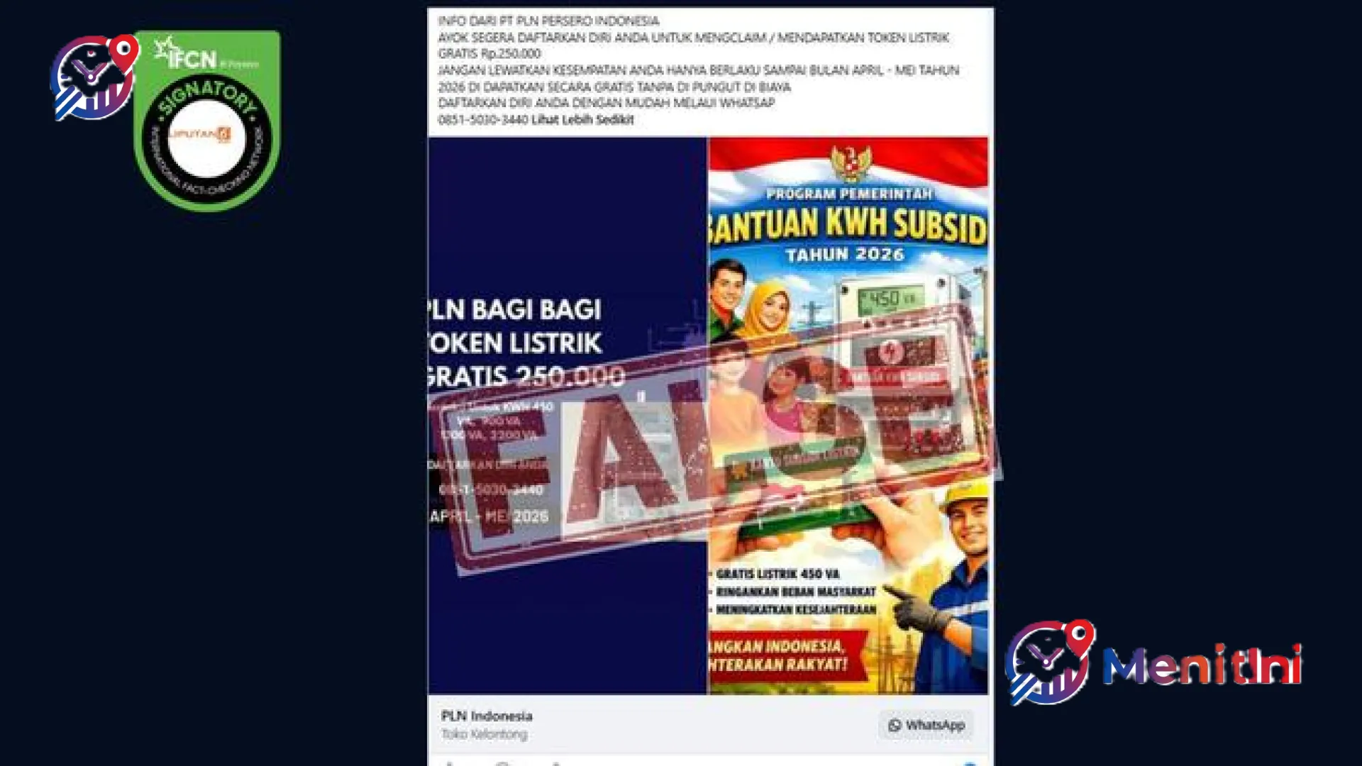 WASPADA! Hoaks Pendaftaran Token Listrik Gratis 2026 Beredar di WhatsApp, Ini Penjelasan Resmi PLN