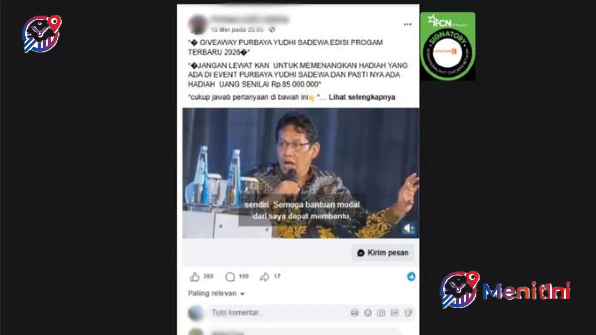 Waspada Modus Deepfake: Penjelasan Lengkap MenitIni Terkait Hoaks Giveaway Rp 85 Juta Purbaya Yudhi Sadewa