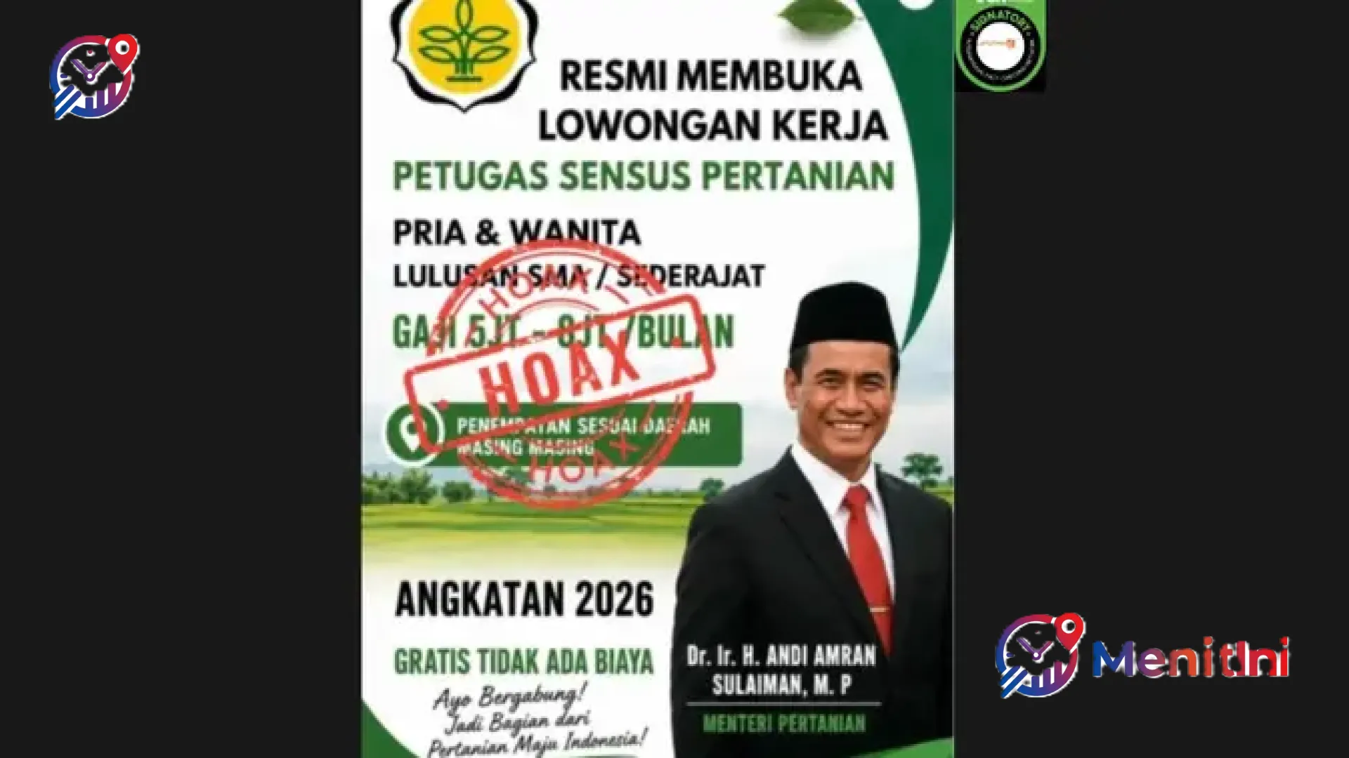 Waspada Penipuan! Hoaks Lowongan Petugas Sensus Pertanian 2026 Catut Nama Kementan