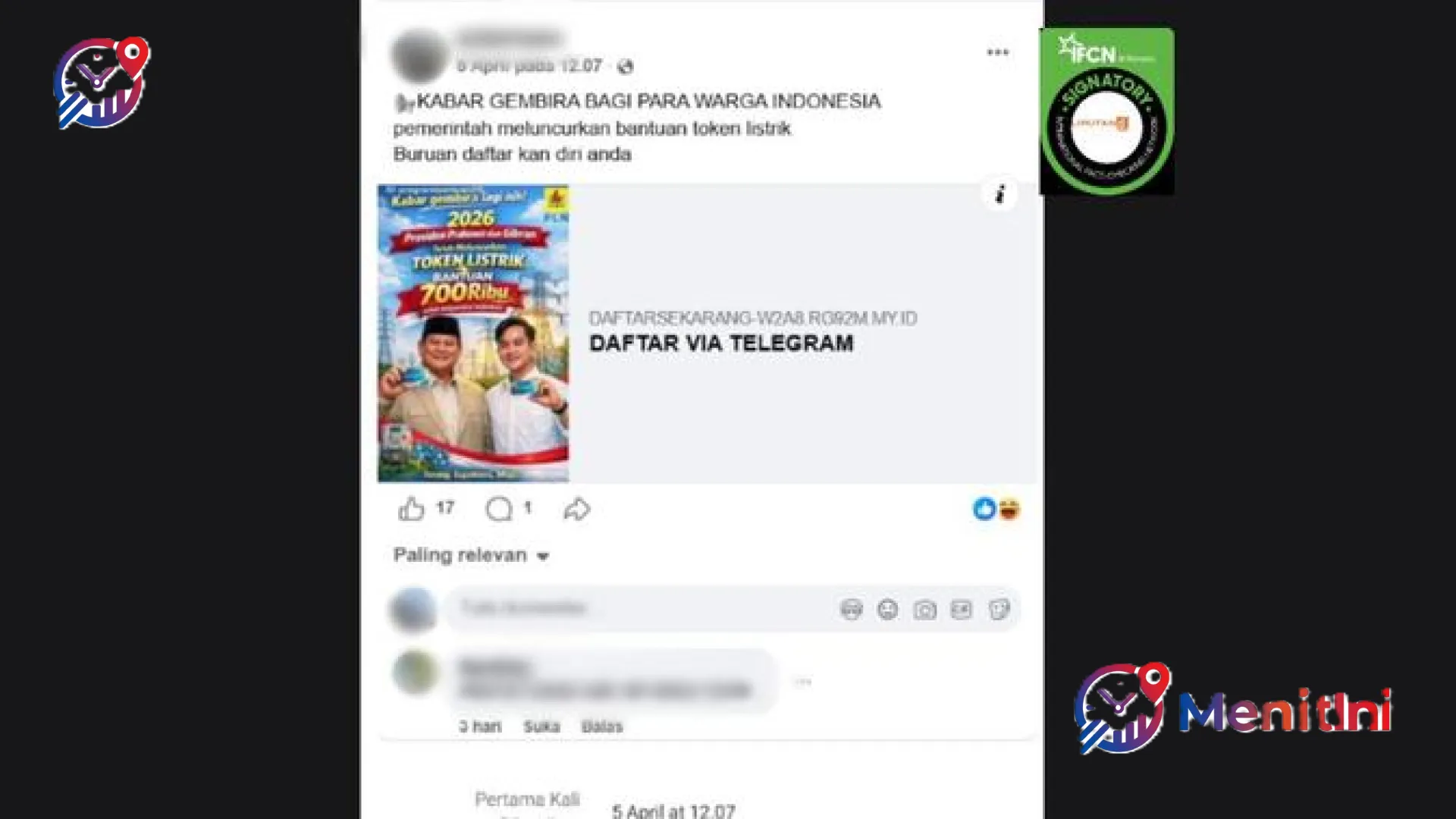 Waspada Hoaks! Bantuan Token Listrik Rp 700 Ribu Atas Nama Prabowo-Gibran Ternyata Modus Penipuan